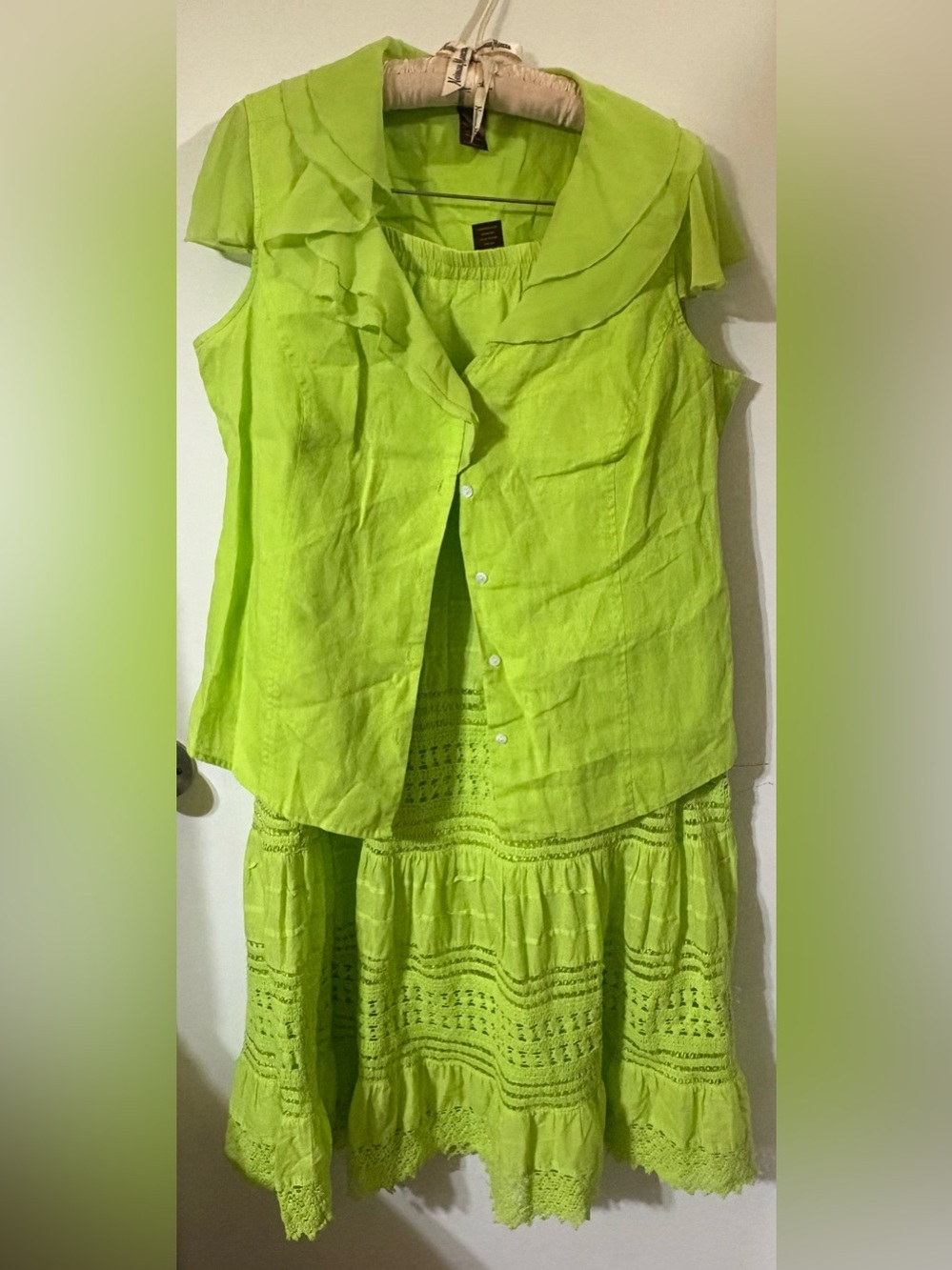 Multiples Neon Lime Green Elastic-Waist Skirt
